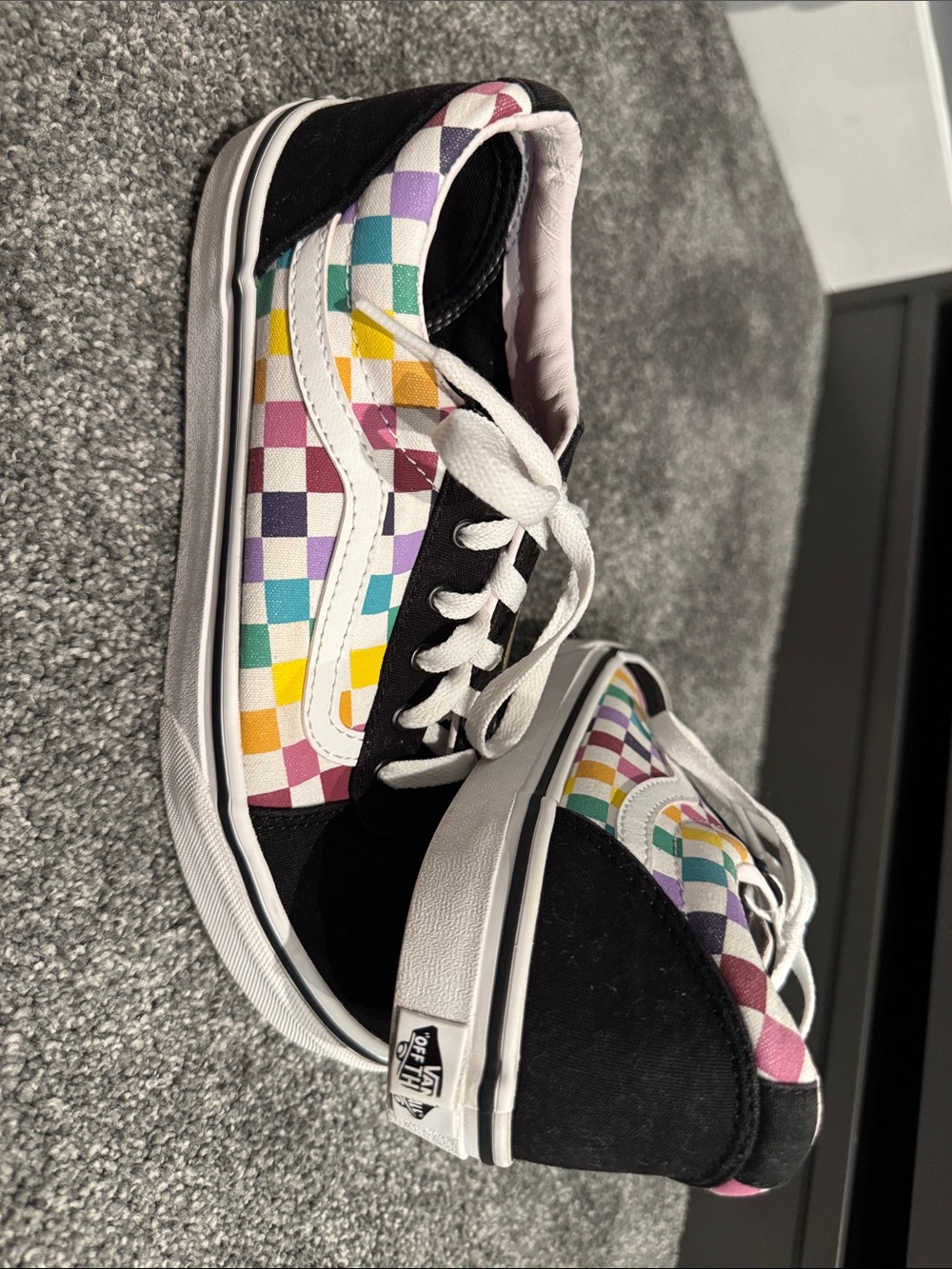 VANS Missy 6 (Fits women size 8) Kids Multi-Color Checkerboard Skate Shoes